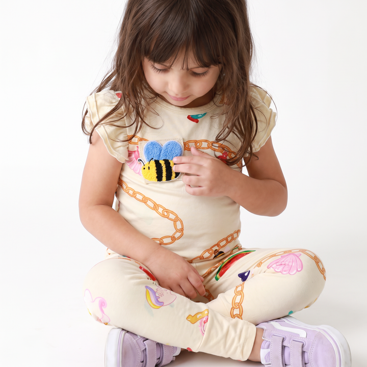 Little Charmer Bamboo Two-Piece Pajama Set in Beige Yellow
